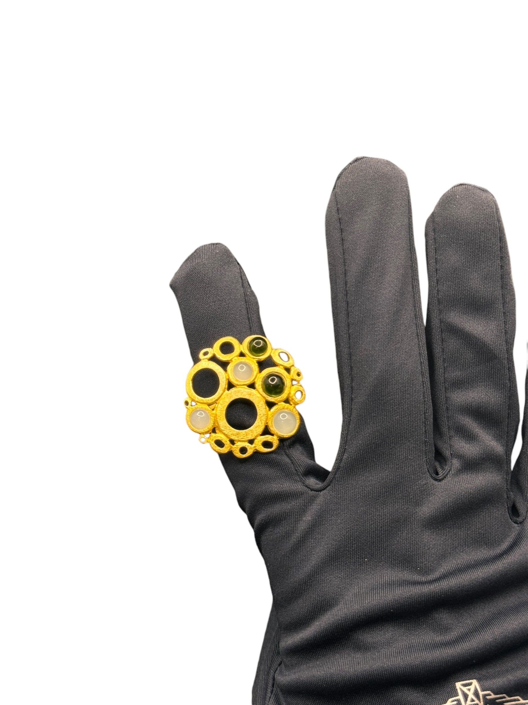 Labriola-Ring aus vergoldetem Silber und grünem Peridotquarz – AG1123BS