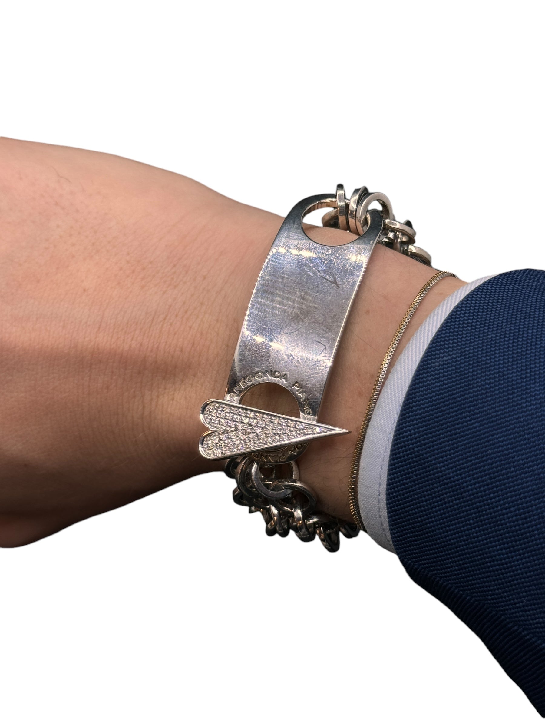 Pianegonda Silberarmband, in Silber mit Kettenglied und Herz mit Diamanten, 0,23 ct - BA010667