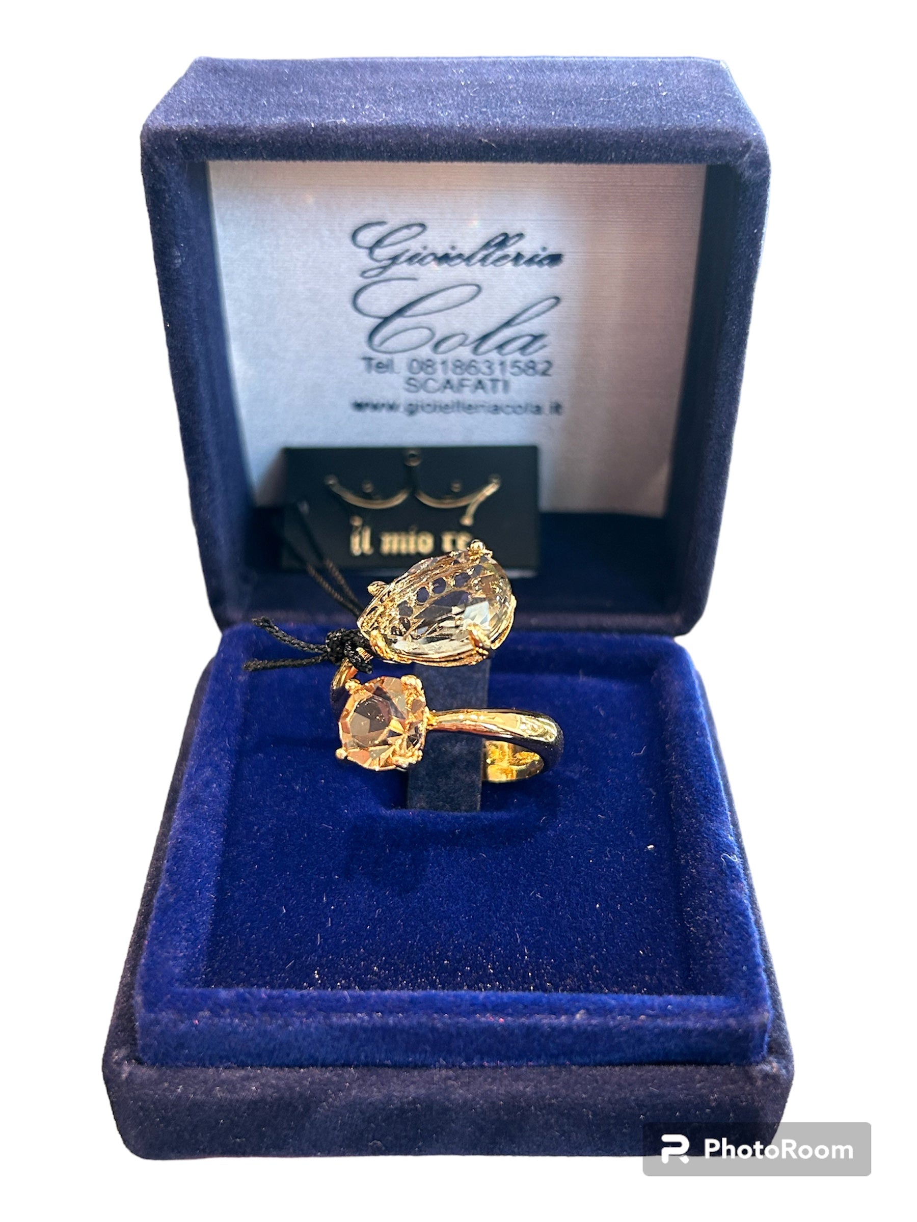 Mein König - Ring aus vergoldeter Bronze mit geräucherten Steinen - ILMIORE AN 022