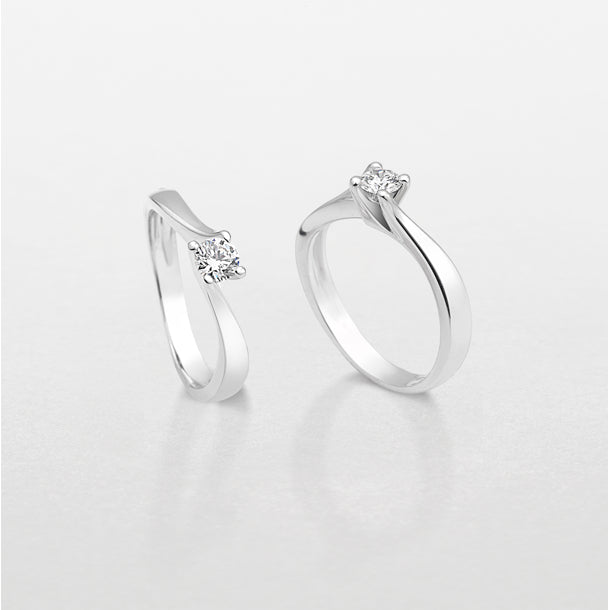 White gold solitaire with diamond, 0.19t - AB12649B