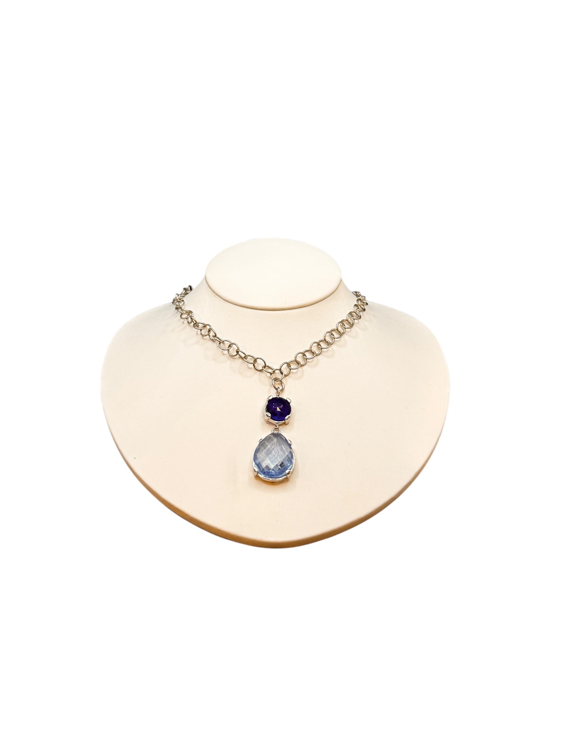 LABRIOLA SILBERKETTE MIT BLAUEM SPINELL UND BLAUEM AQUAMARIN-STEIN - AG1067/B