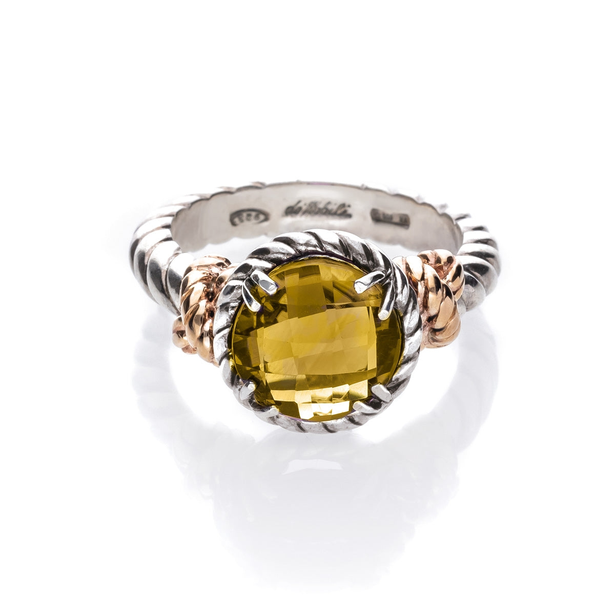 Anello nodi intreccio intreccio pietra gialla - AN821-G