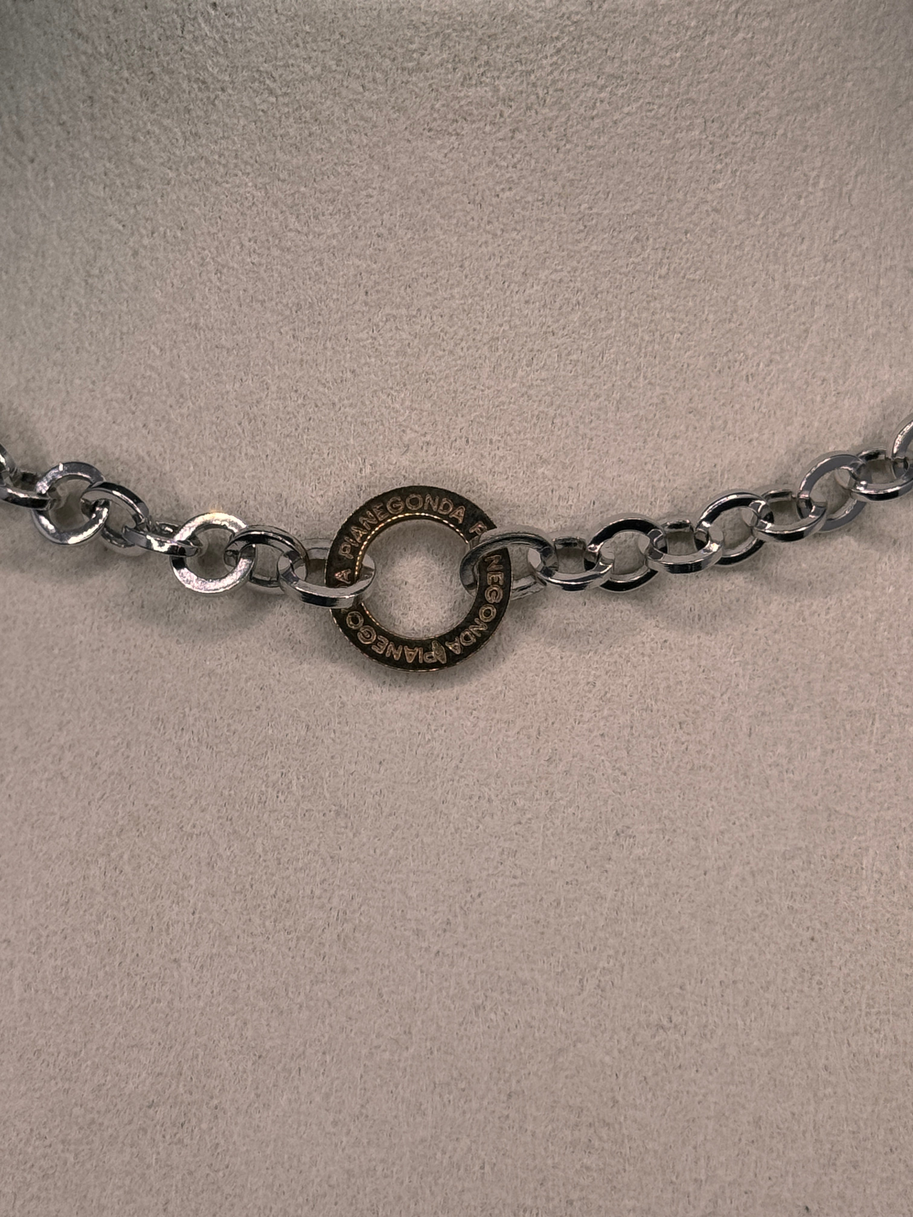 Pianegonda-Silberhalsband mit gelbvergoldetem runden Mittelsteg – CA051046
