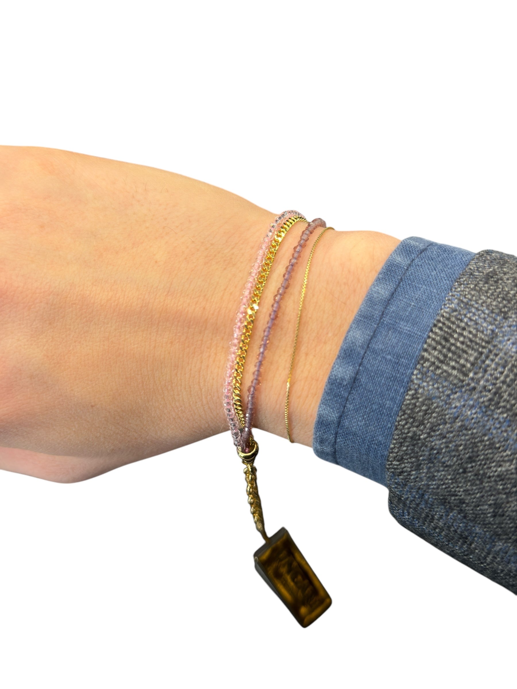 3-reihiges Armband aus vergoldeter Bronze mit rosa und violetten Amethyststeinen - FIRENZE BR 047