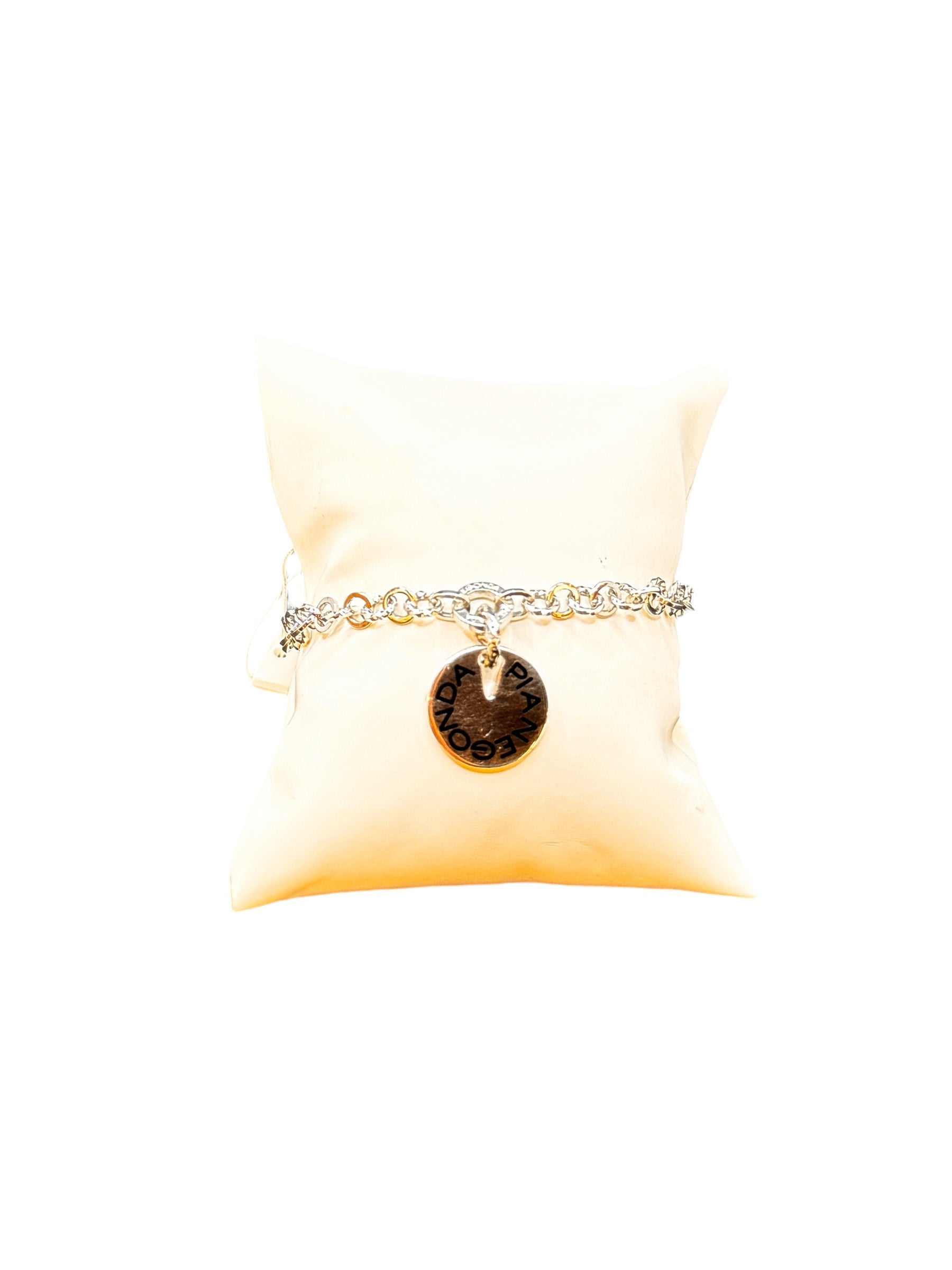 Pianegonda-Silberarmband mit ovalem Silber- und schwarzem Emaille-Anhänger – BA010849