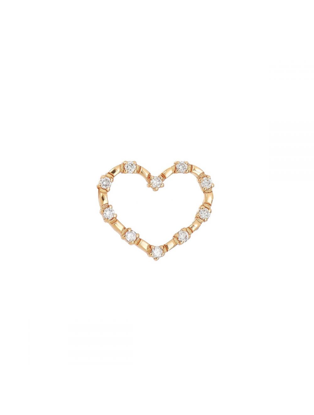 MAMAN ET SOPHIE 18 Karat Roségold, kleiner Herz-Einzelohrring mit Diamanten – ORMCR41RB