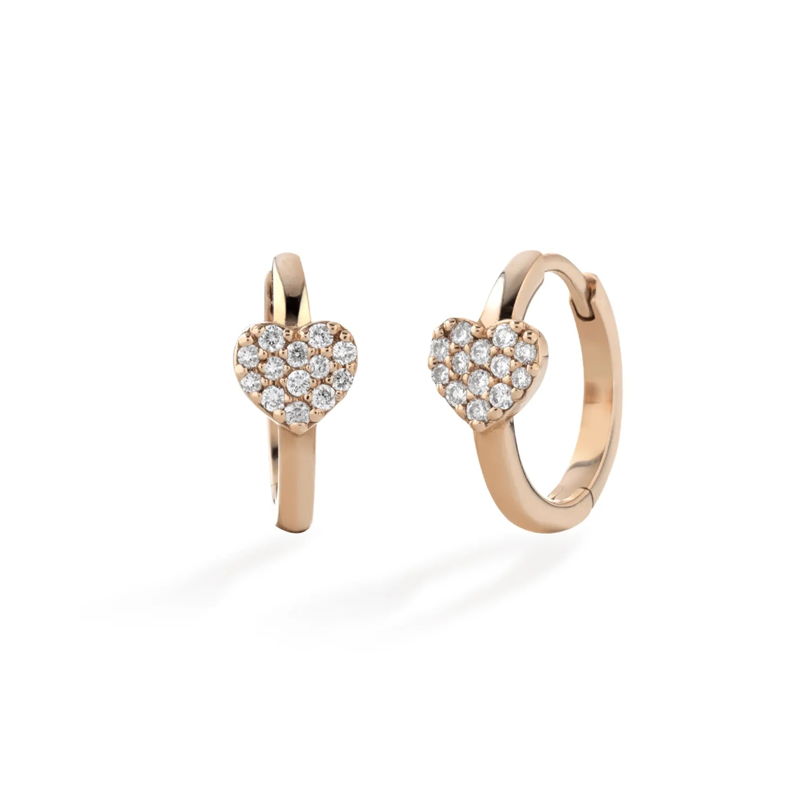 Kleine Creolen in Herzform aus Roségold mit weißen Diamanten – 1028O01DP