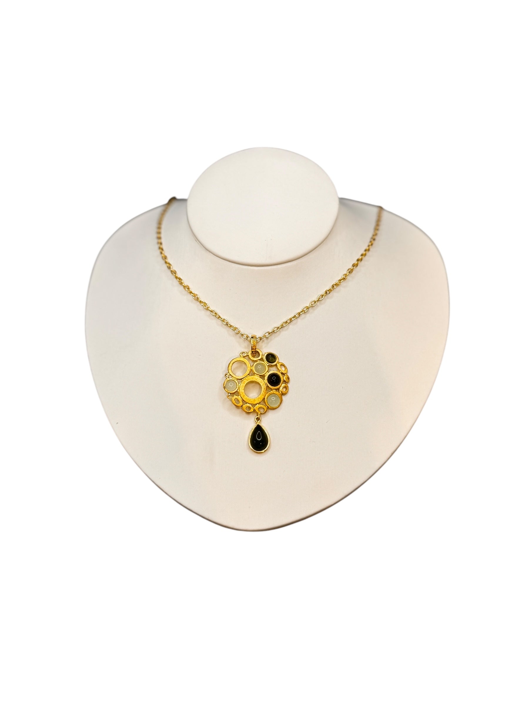 LABRIOLA VERGOLDETE SILBERKETTE MIT GRÜNEN PERIDOT-STEINEN - AG11215