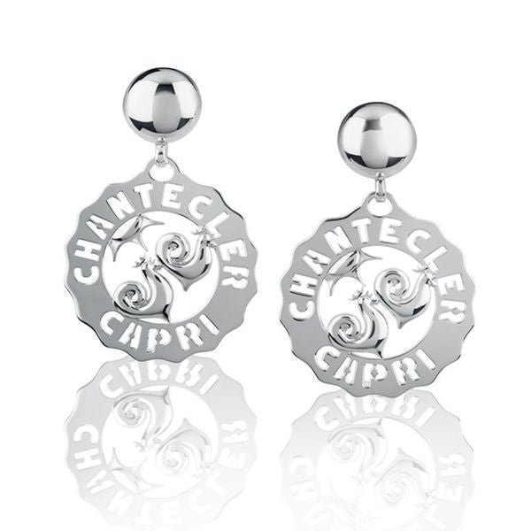 Chantecler Logo Hahn und Sonne Kleine Silberohrringe - Code 38916
