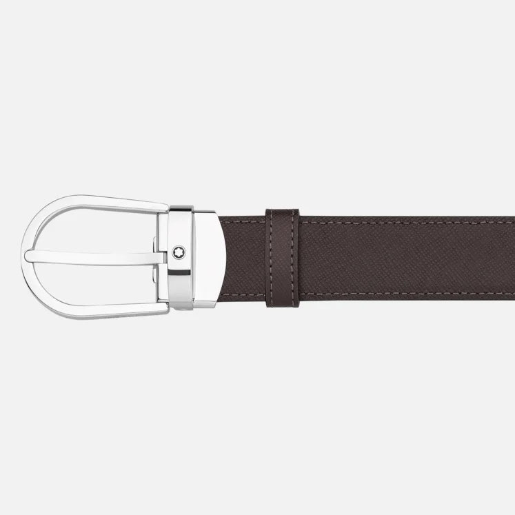CINTURA MONTBLANC REVERSIBILE IN PELLE NERA/MARRONE 30 MM CON FIBBIA A FERRO DI CAVALLO - 113834