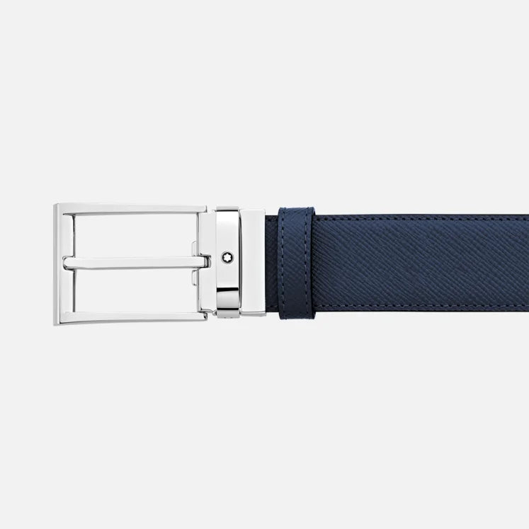 MONTBLAN C REVERSIBLE BLACK/BLUE LEATHER BELT 35MM - 118438