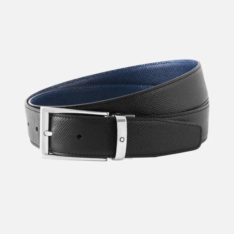 MONTBLAN C REVERSIBLE BLACK/BLUE LEATHER BELT 35MM - 118438