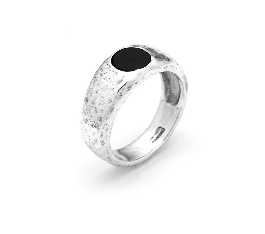 Herrenring aus gehämmertem Onyx - 11868