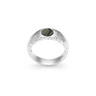 Giovanni Raspini men's ring in silver, hammered jasper - 11870