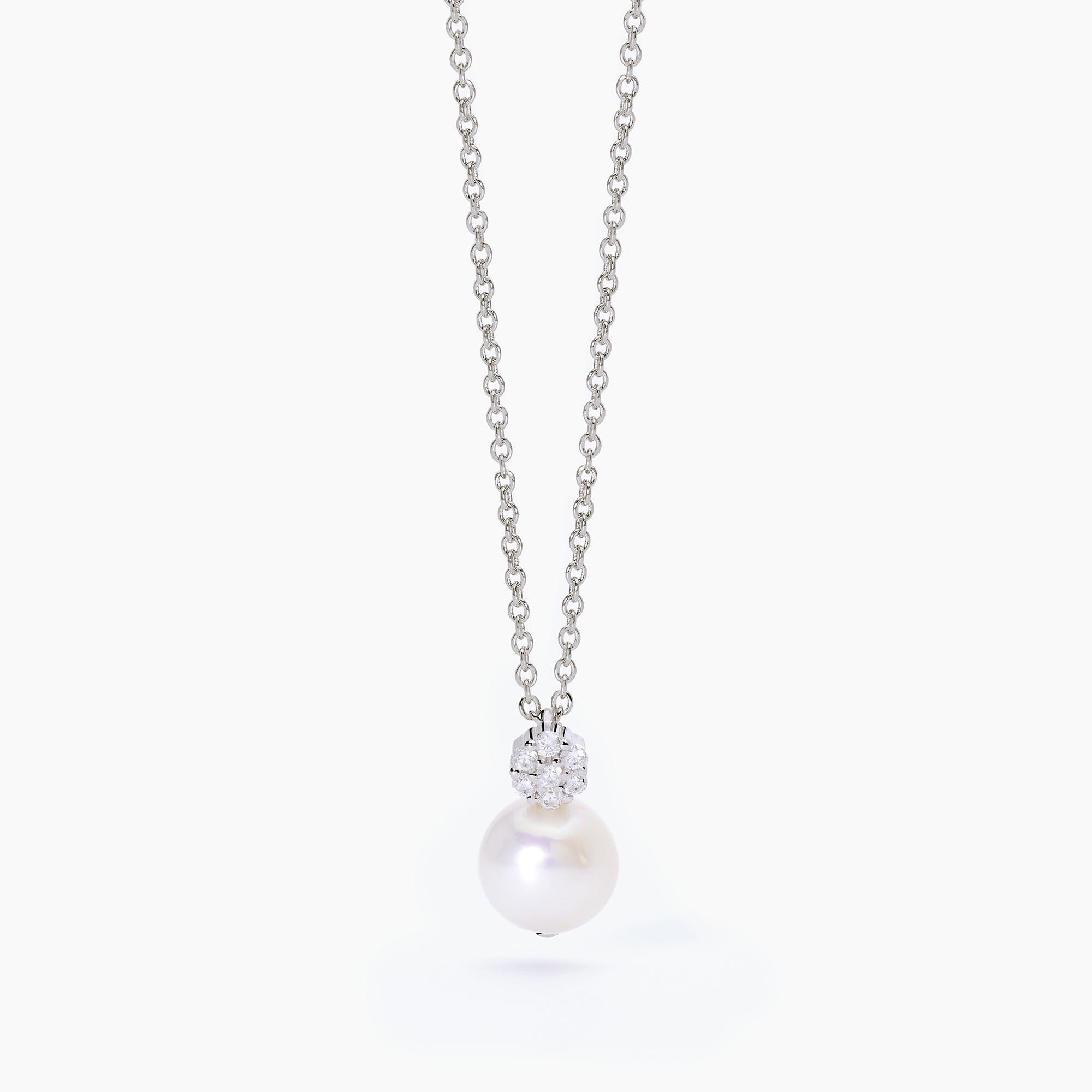 Mabina Donna – Silbernes Halsband mit FIOR FIORE-Zuchtperle – 553546