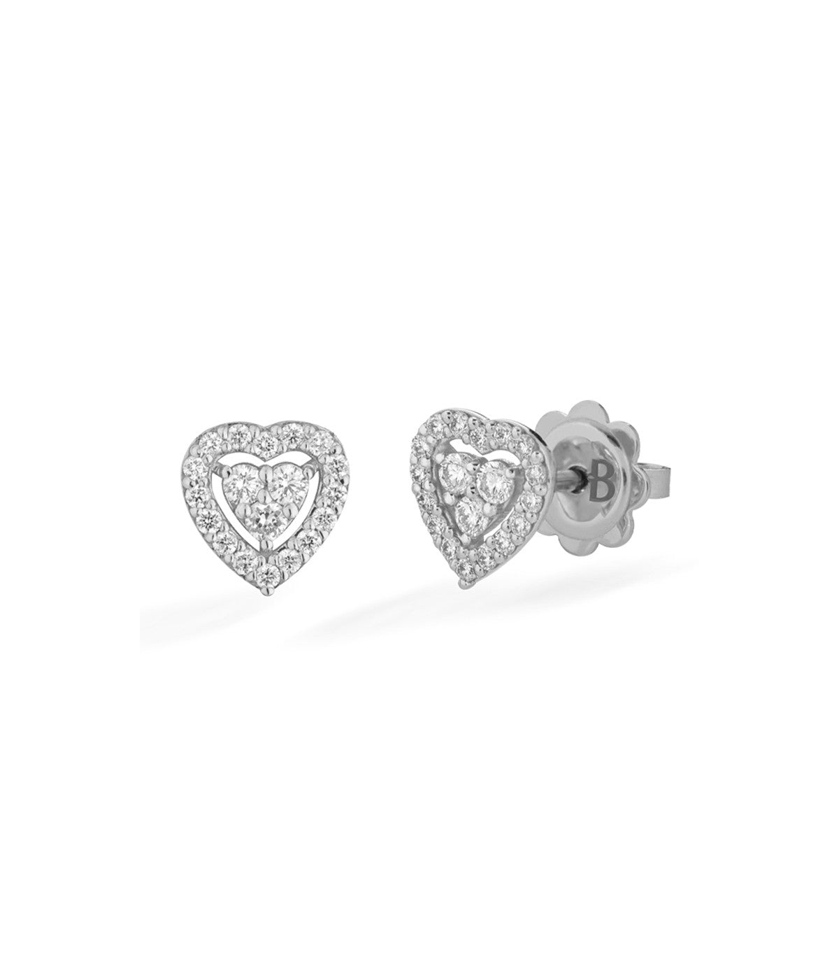 Herzohrringe aus Weißgold mit Diamanten - 1201O01DW