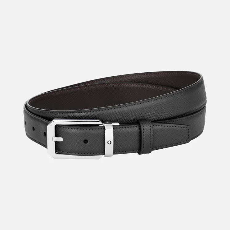 Reversible black/brown leather belt 30 mm - 128759