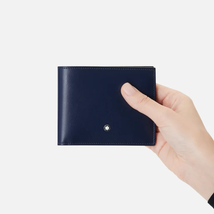 Montblanc Portafoglio 6 Tasche in Pelle Meisterstück, colore blu - 131692