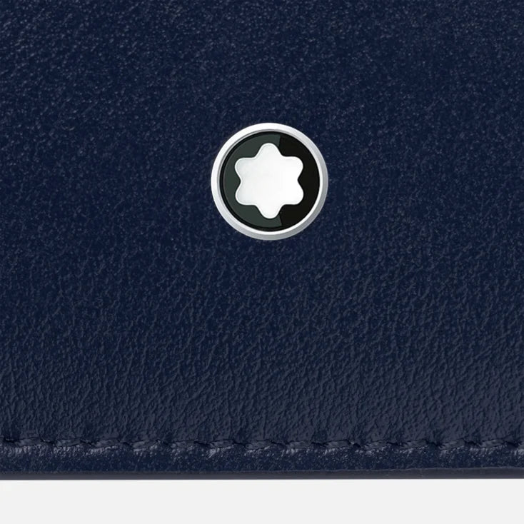 Montblanc Portafoglio 6 Tasche in Pelle Meisterstück, colore blu - 131692