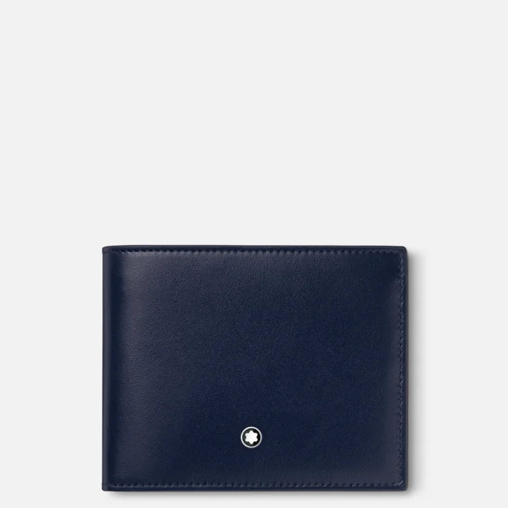 Montblanc Portafoglio 6 Tasche in Pelle Meisterstück, colore blu - 131692