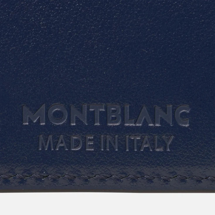 Montblanc portafoglio 4 tasche con Portamonete in Pelle Meisterstück, colore blu - 131934