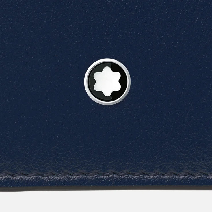 Montblanc portafoglio 4 tasche con Portamonete in Pelle Meisterstück, colore blu - 131934