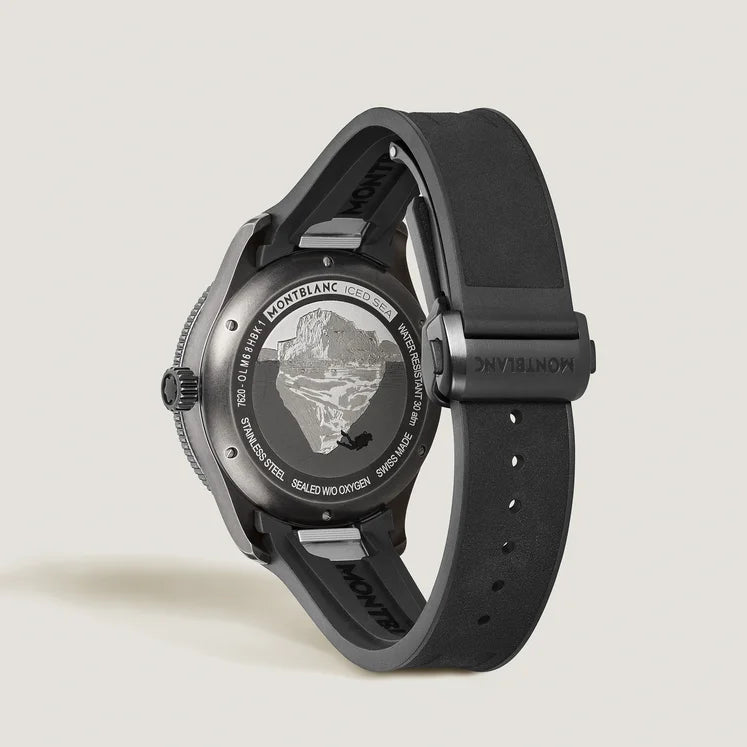 Montblanc Iced Sea Automatic Date 0 Oxygen Uhr, 41 mm, Kautschukarmband und graues Zifferblatt mit Farbverlauf – 134017