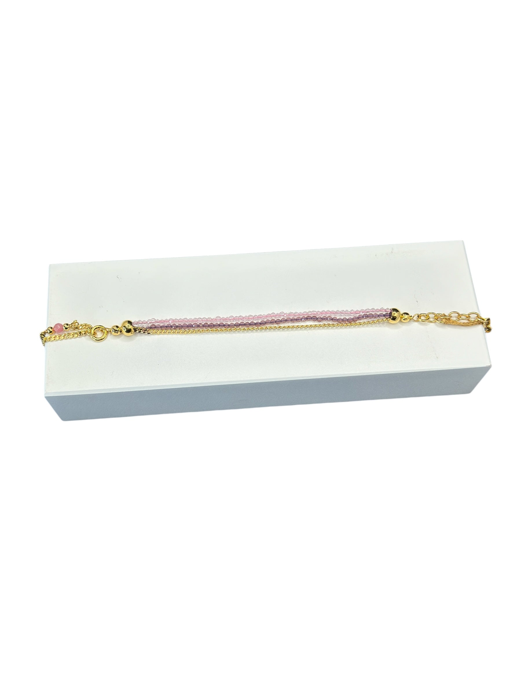 3-reihiges Armband aus vergoldeter Bronze mit rosa und violetten Amethyststeinen - FIRENZE BR 047