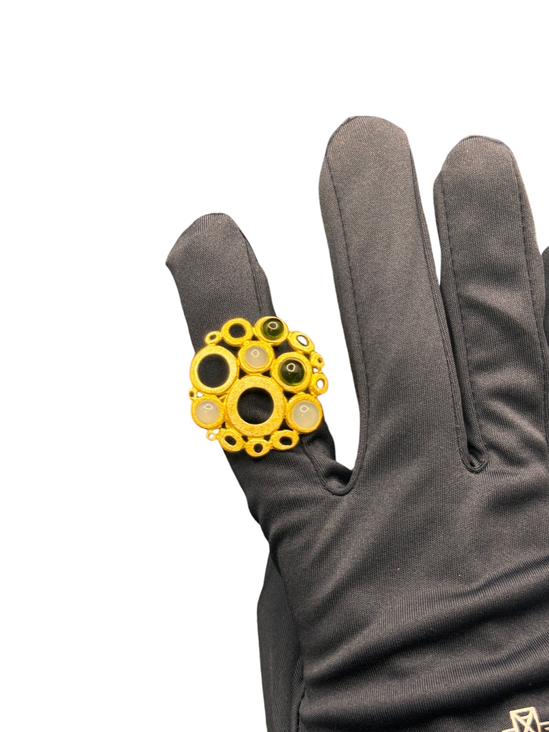Labriola-Ring aus vergoldetem Silber und grünem Peridotquarz – AG1123BS