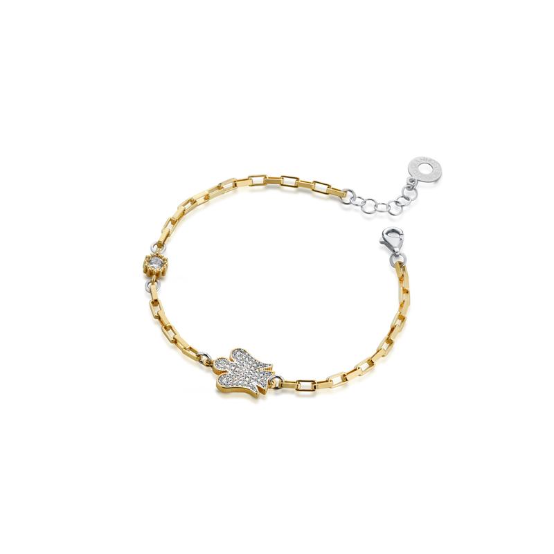 BRACCIALE CON ANGELO IN ARGENTO E ZIRCONI - GIA384