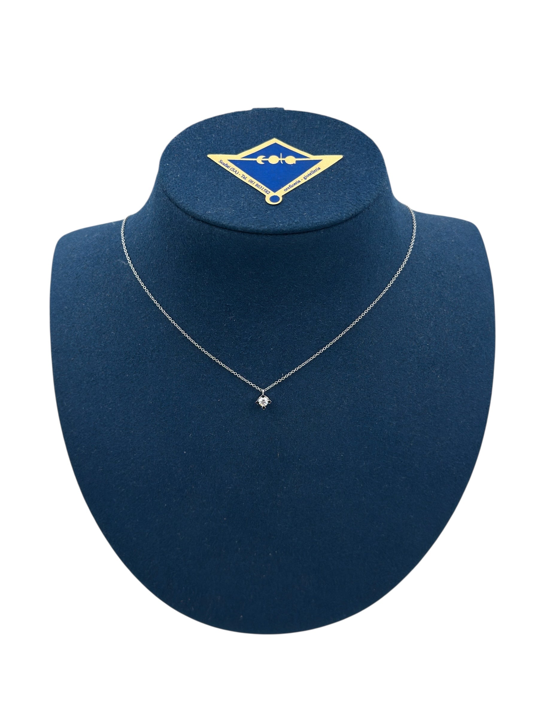 Collana Buonocore punto luce in oro bianco 18kt e diamanti, 0.07 ct - 382C02DW