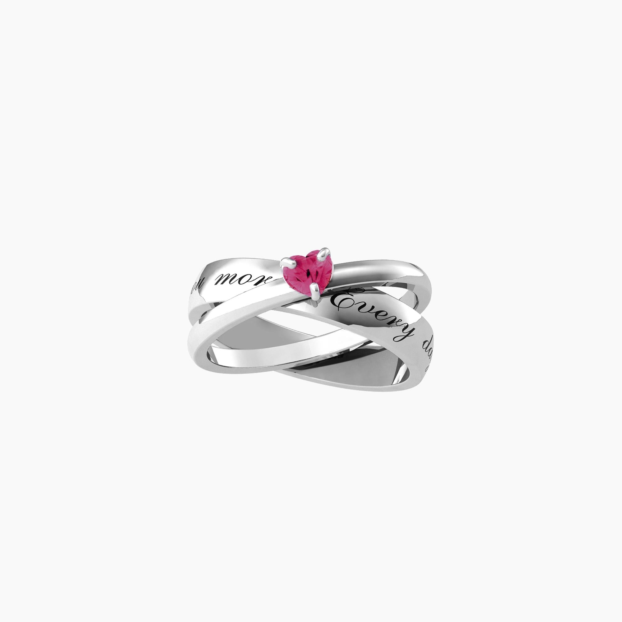 EVERY DAY Geflochtener Ring aus synthetischem Rubin im Herzschliff – 721003