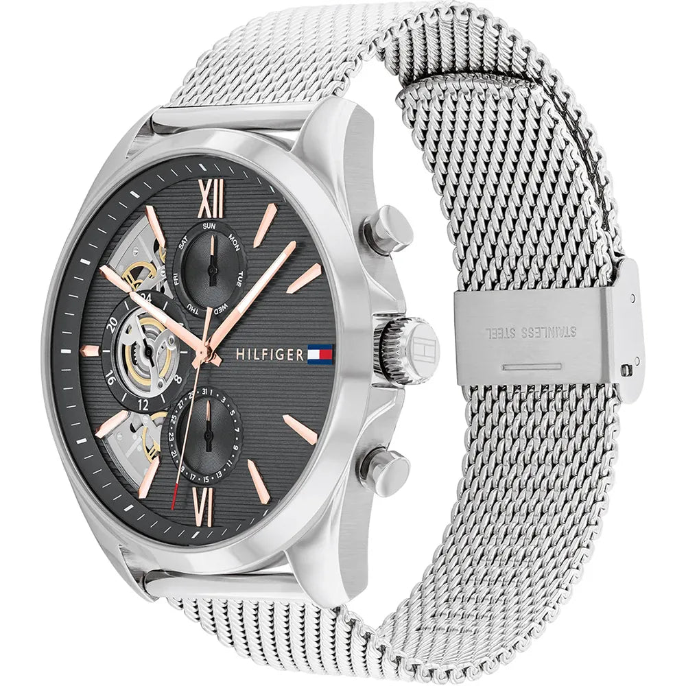 Orologio cronografo scheletrato da uomo Tommy Hilfiger, quadrante antracite, 44mm - 1710646
