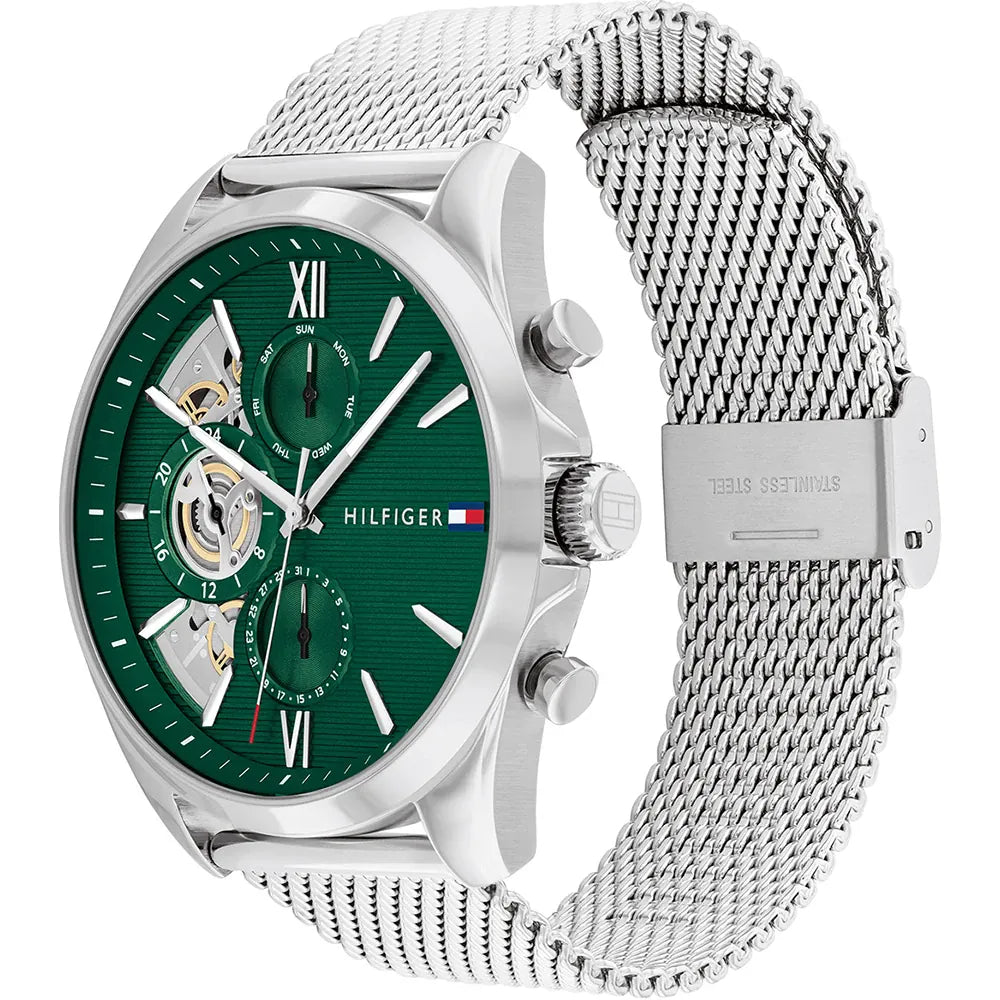 Orologio cronografo da uomo Tommy Hilfiger, quadrante verde, 44mm - 1710647