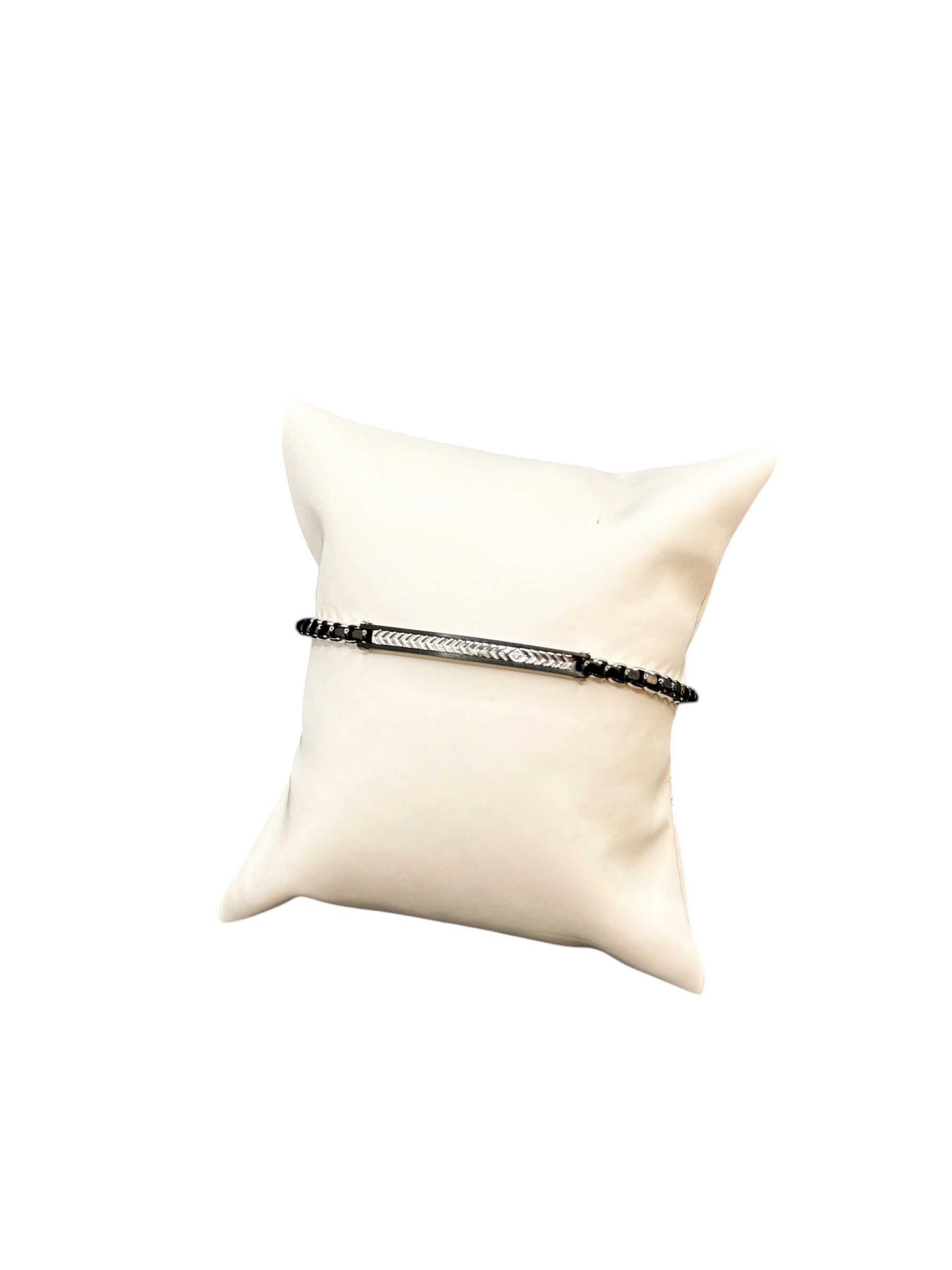 Herrenarmband aus Stahl mit schwarzer Keramik und Mittelplatte mit schwarzen Spinellen - UHB015
