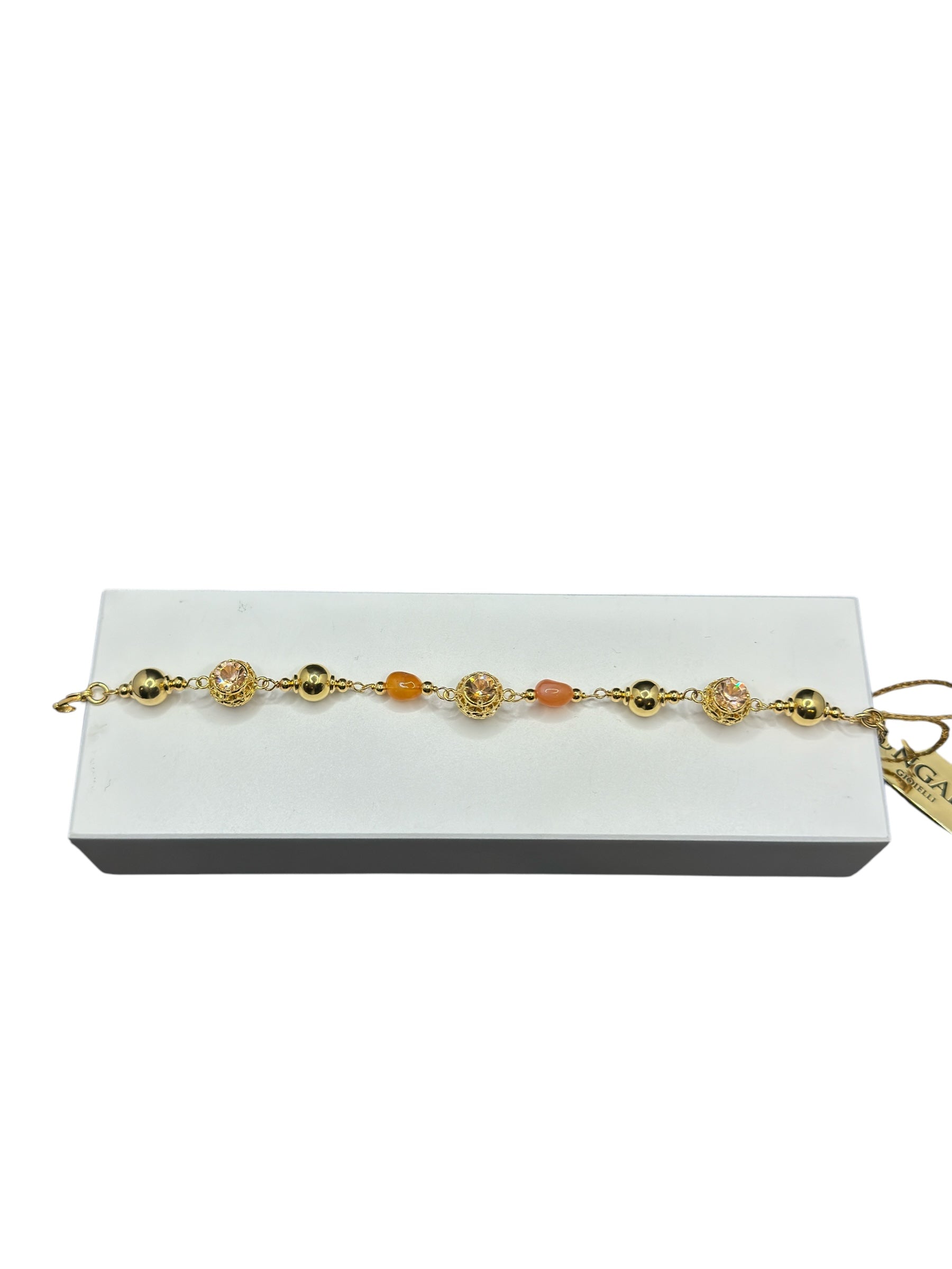 Armband aus vergoldeter Bronze mit orangefarbenen Steinen - DIAMONDS BR 003