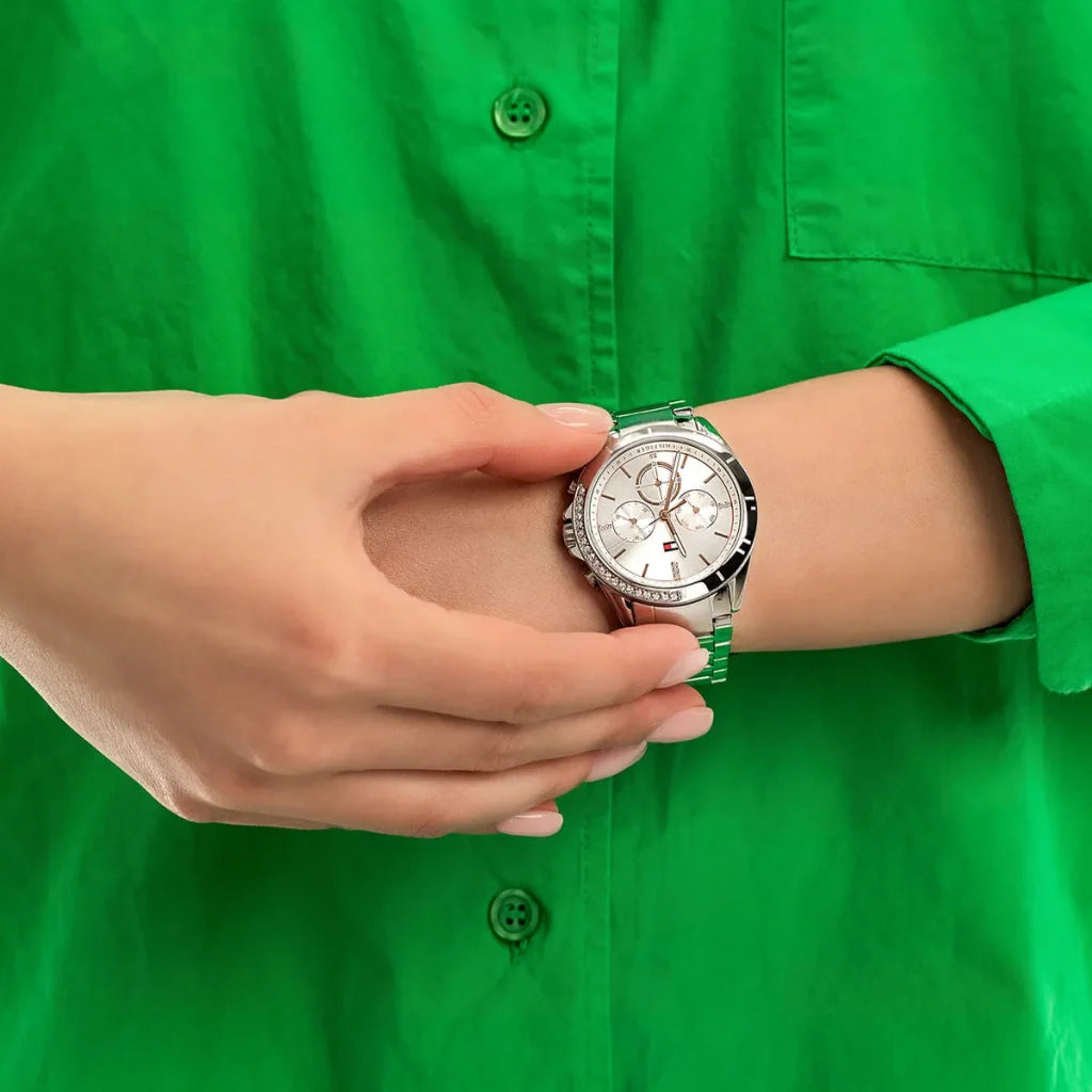 Orologio Tommy Hilfiger Silver ladies con cristalli e Day-Date, collezione Kennedy, versione argento, 38mm - 1782384