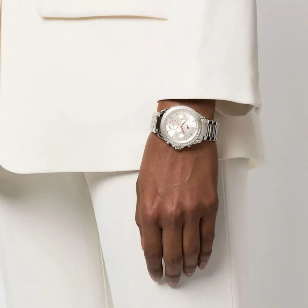 Orologio Tommy Hilfiger Silver ladies con cristalli e Day-Date, collezione Kennedy, versione argento, 38mm - 1782384