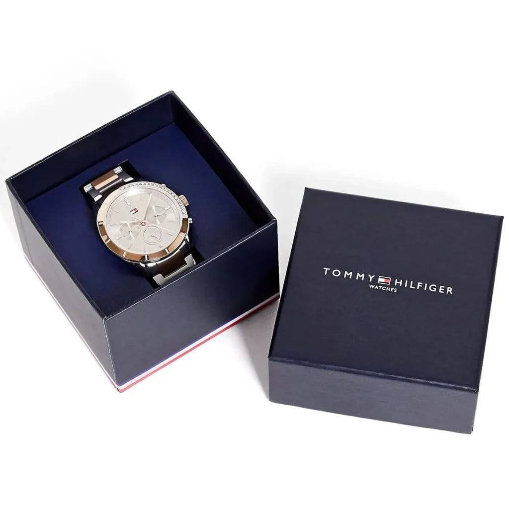 Orologio Tommy Hilfiger Silver ladies con cristalli e Day-Date, collezione Kennedy, versione oro, 38mm - 1782387