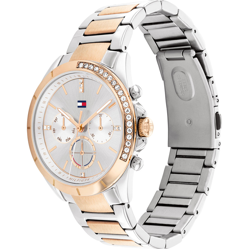 Orologio Tommy Hilfiger Silver ladies con cristalli e Day-Date, collezione Kennedy, versione oro, 38mm - 1782387