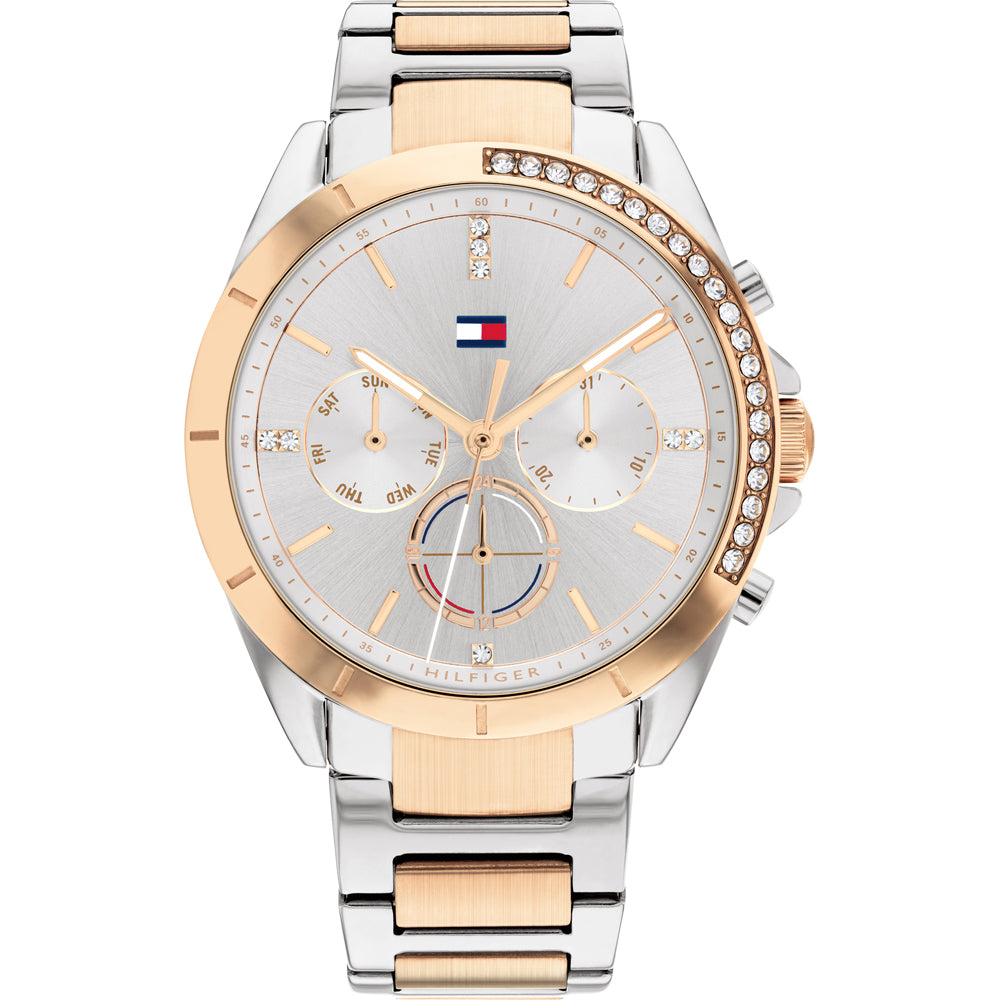 Orologio Tommy Hilfiger Silver ladies con cristalli e Day-Date, collezione Kennedy, versione oro, 38mm - 1782387