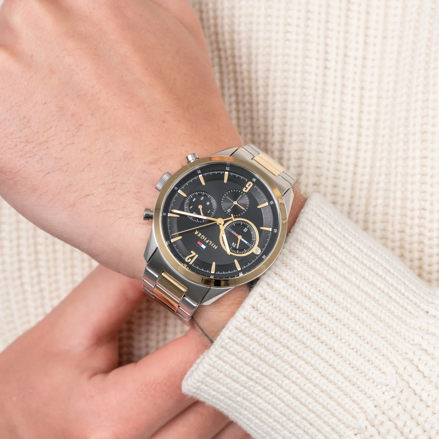 Orologio Tommy Hilfiger cronografo, bicolor e quadrante nero, 44mm - 1791944
