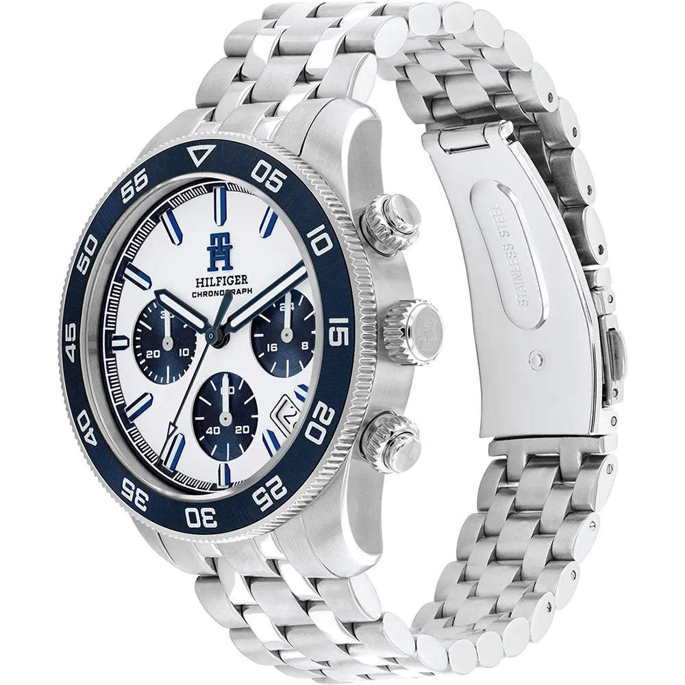 Orologio cronografo da uomo Tommy Hilfiger, TH85, quadrante bianco, 41mm - 1792157