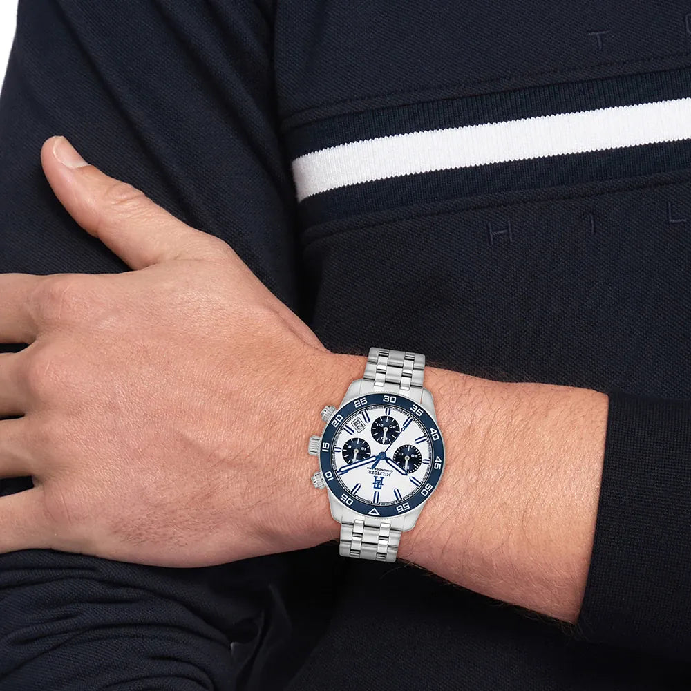 Orologio cronografo da uomo Tommy Hilfiger, TH85, quadrante bianco, 41mm - 1792157