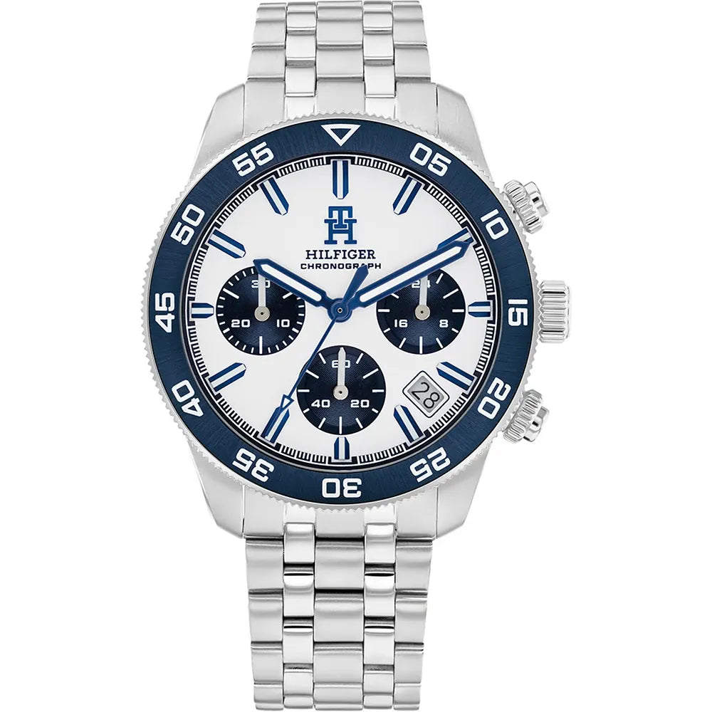 Orologio cronografo da uomo Tommy Hilfiger, TH85, quadrante bianco, 41mm - 1792157