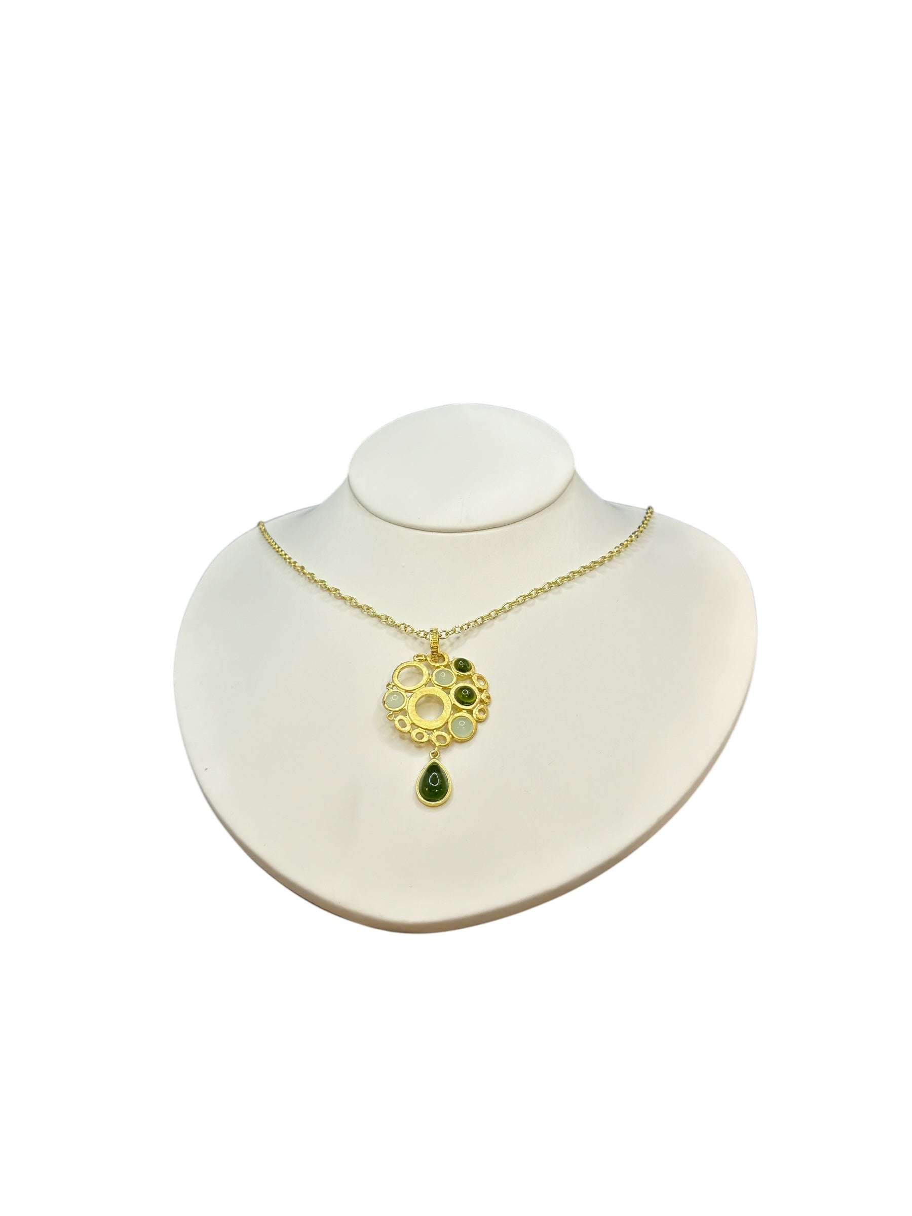 LABRIOLA VERGOLDETE SILBERKETTE MIT GRÜNEN PERIDOT-STEINEN - AG11215