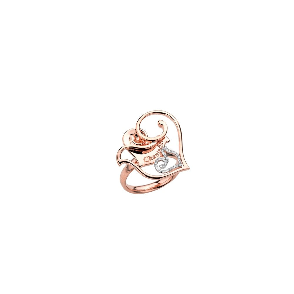 ANELLO GALLO CHANTECLER, COLLEZIONE DIAMOUR IN ORO ROSA 18KT E DIAMANTI - REF. 29322