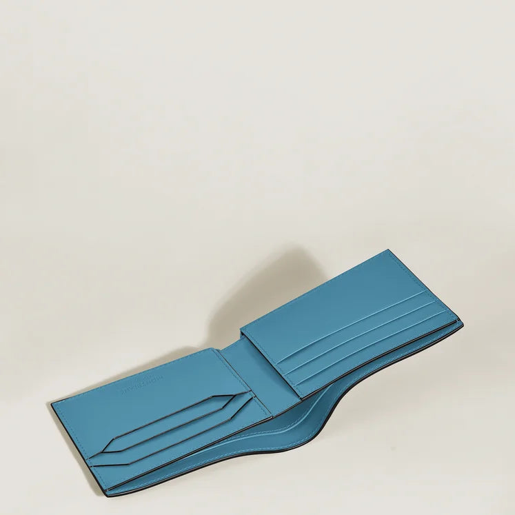 Meisterstück-Geldbörse mit 6 Fächern aus rauchblauem Leder – 199266