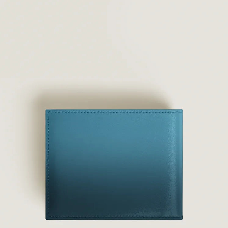 Meisterstück-Geldbörse mit 6 Fächern aus rauchblauem Leder – 199266