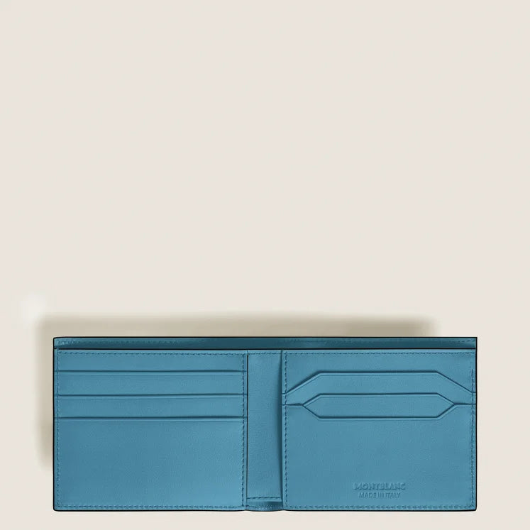 Meisterstück-Geldbörse mit 6 Fächern aus rauchblauem Leder – 199266